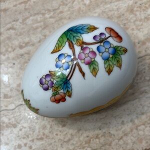 Herend White and Blue Ceramic Art Egg